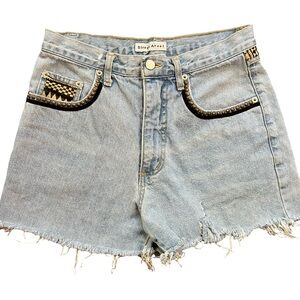 Women’s Vintage Studded Denim Shorts Fray Hem Size 10
